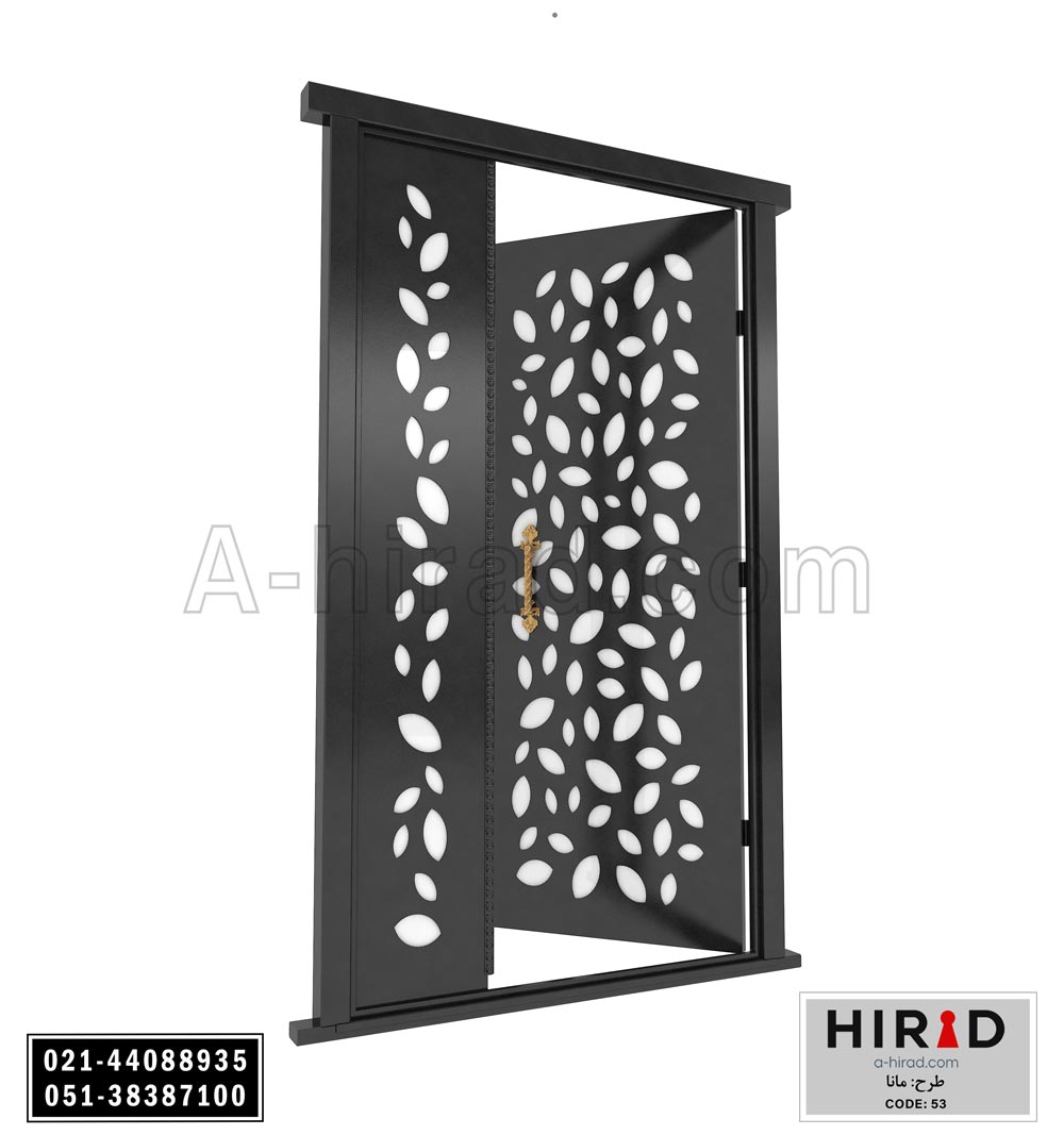 درب فلزی لیزری یک و نیم لنگه هیراد طرح مانا کد 1553 عرض 153 ارتفاع 223 